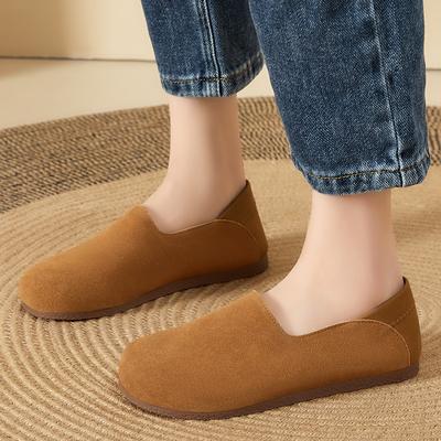 Boken Shoes Women's Spring New Retro Versatile Flat Shoes Lazy One-pedal Leather Beanie Shoes Polyurethane Women's Shoes