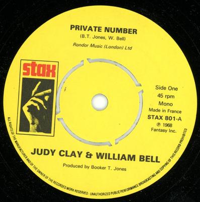 Płyta 7-calowa JUDY CLAY & WILLIAM BELL - Private Number STAX801 Stax 1987 UK Soul/Funk Używana