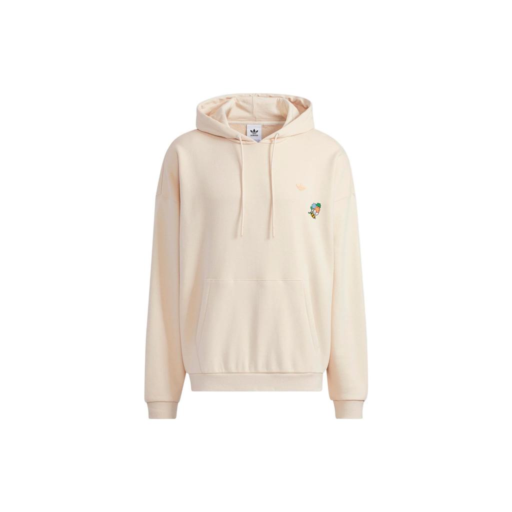 Adidas Originals Trefoil X Bee With You Co-Branded Logo Print Hoodie With Drawstring Long Sleeves Men Tops Off-White HB6865