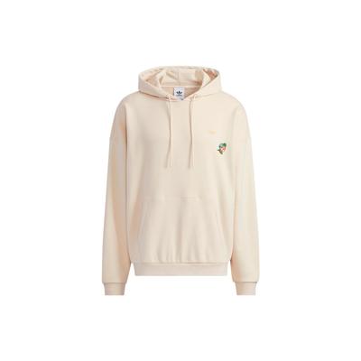 adidas Felpa con cappuccio Originals Trifoglio X Bee With You con stampa logo co-branded, maniche lunghe con coulisse, top da uomo bianco sporco HB6865