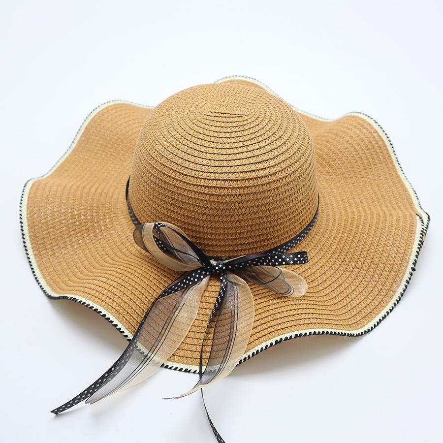 Pălărie de Paie de Vară pentru Femei cu Boruri Largi pentru Protecție Solară și Umbră Pălărie de Plajă Bor Mare Vacanță Călătorie Pălărie de Soare