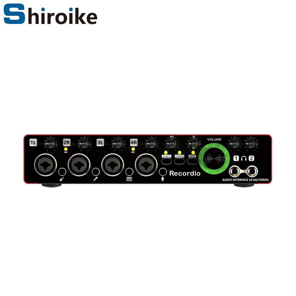 4-Channel Audio Interface with Dual External Microphone and Sound Card for Professional Recording and Music Bands