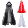 Halloween Gaskappe med hette Voksen Full lengde Gjennomsiktig Nett Hettekappe Halloween Heks Cosplay Kostyme for Renessanse Middelalderfest