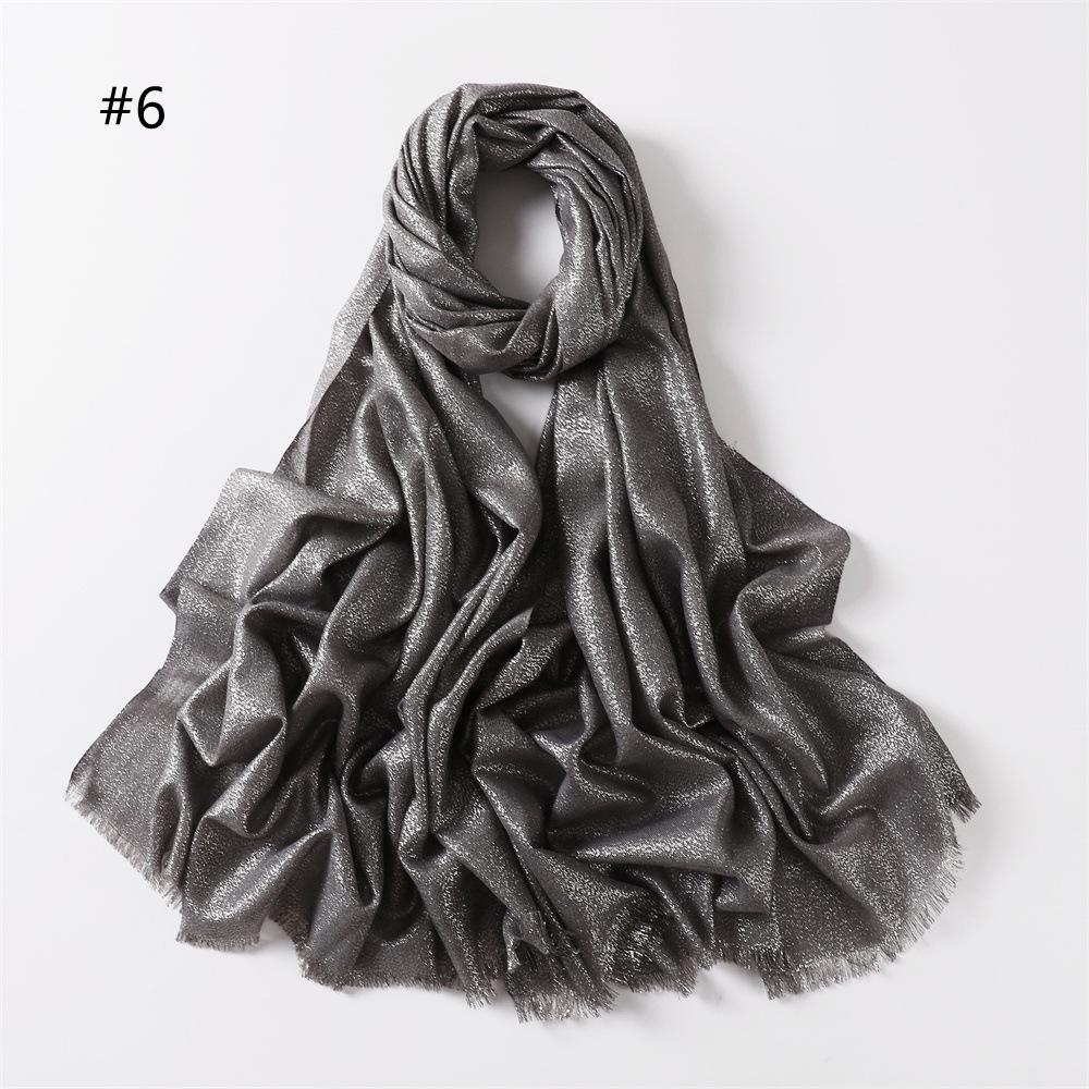 Elegant Two-End Tassel Scarf: Solid Color with Gold and Silver Threads