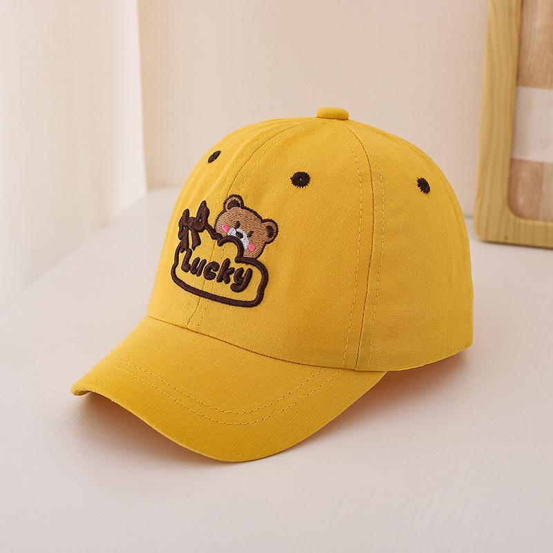 Korean Style Kids' Bear Flat Cap - Cute Spring/Autumn Sun Protection Hat for Boys and Girls