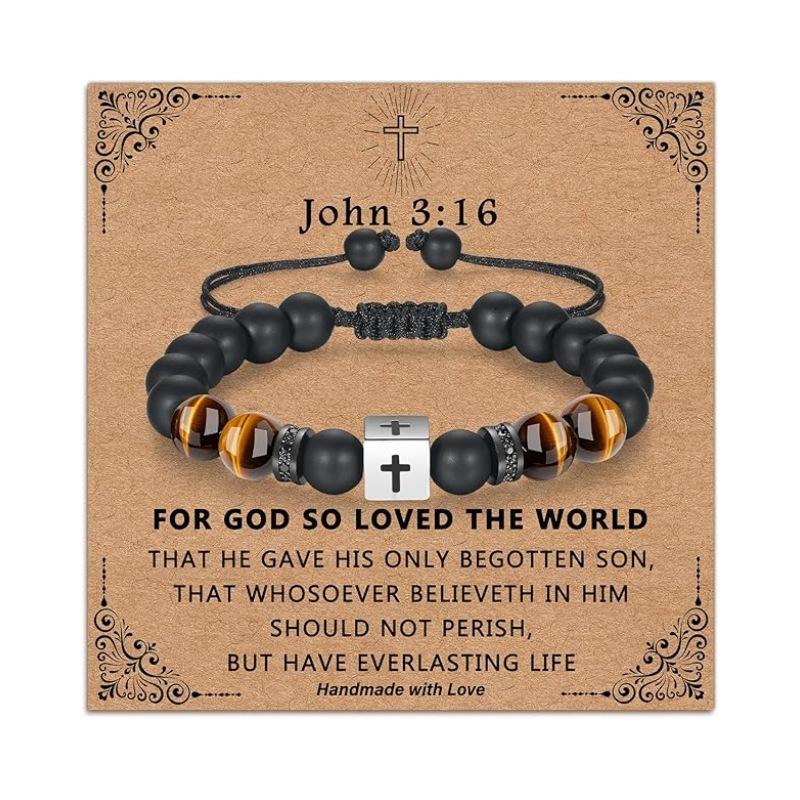 JYL TS Bracelet Adjustable  Square Cross Charm Deepens Faith & Inner Peace