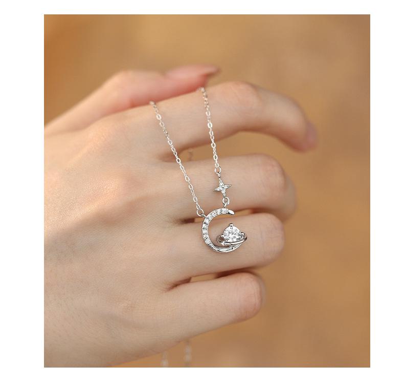 Halskette mit Anhänger Kleine Taille aus S999 Reinsilber im koreanischen Stil - Damen Exquisite Leichte Luxus Schlüsselbeinkette