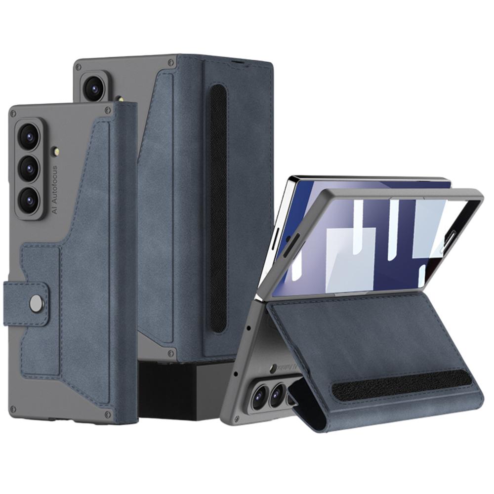 

GKK Для Samsung Galaxy Z Fold7 5G Чохол-підставка з тримачем для карток PU PC Загартоване скло Чохол для телефону Магнітна застібка Grey