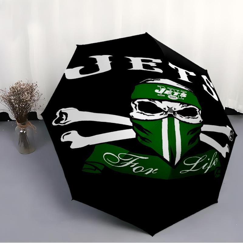 Printed New York Jets logo Folding Umbrella,Outdoor,Leisure,And Travel Umbrella,Durable Umbrella Fabric,Birthday And Holiday Gift