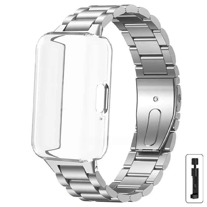 

Чехол + ремешок из нержавеющей стали для Samsung Galaxy Fit 3, полный защитный чехол для экрана Samsung Galaxy Fit 3, аксессуары с металлическим ремешком For Galaxy Fit 3