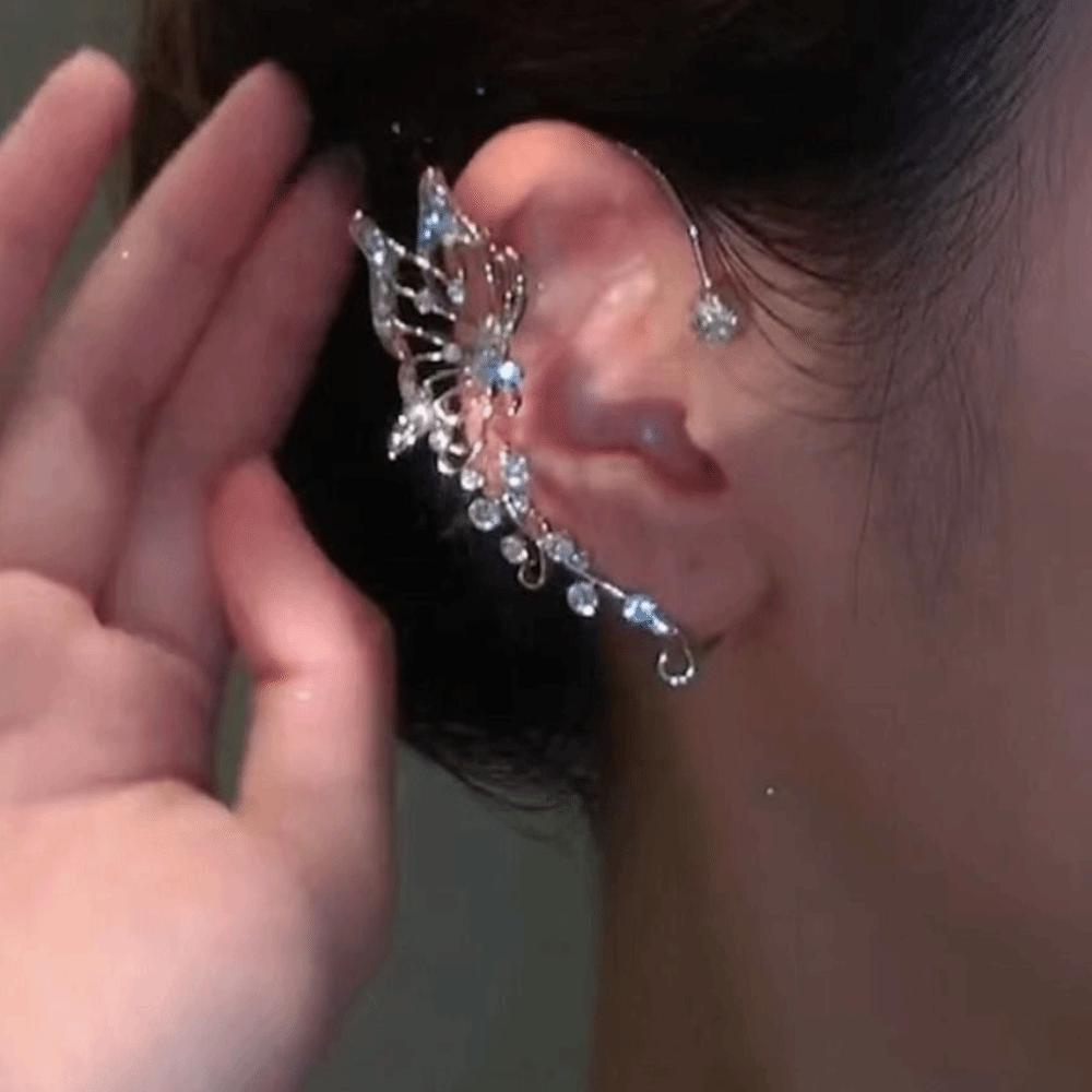 Elegant Butterfly Ear Cuff Sparkling Zircon Women Ear Loop Crystal Clip Earrings Versatile Jewelry