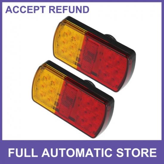 

TWO 12 LED Trailer Lights 12V-36V Car Signal Light Brake Taillight Red Amber