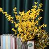 Artificial Orchids Flowers Winter Jasmine Ornament Plastic Branch Simulation Single 5-prong Yellow 94cm Home Decoration
