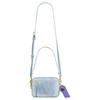 COACH Carey 18 Cherry Charm Contrast Leather Brand Metal Accessories Denim and Smooth Leather Shoulder Bag Small Women's Gold and Light Indigo