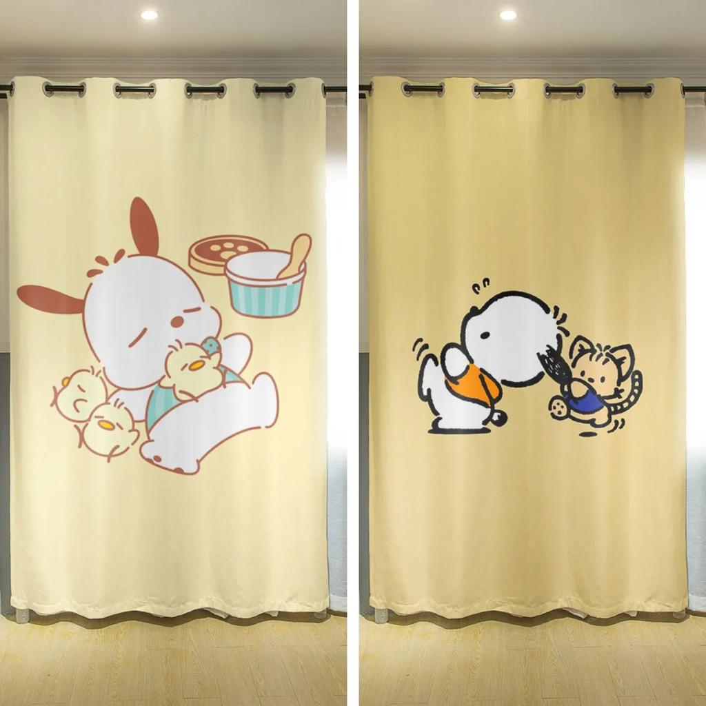 Fresh Cartoon Oil Painting Window Curtain Cute Children's Room Simple Fashion High Shading Bedroom Curtain 2 Panels New Pattern