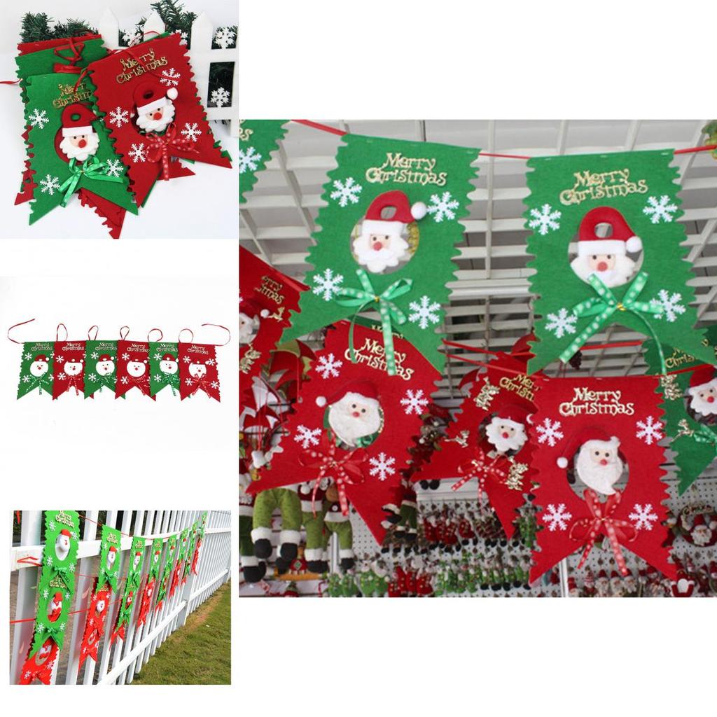 Christmas Santa Claus Pattern Flag Garland With Creative Design For Holiday Party Decorations