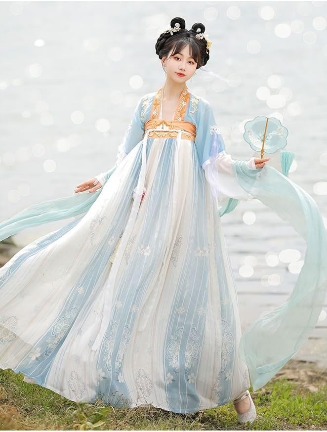 [Hosaku Co., Ltd.] Women's Ancient Chinese Tang Dynasty Hanfu Costume, Cosplay, Photoshoot Costume, Classic Beauty Outfit, Halloween, Stage Performanc
