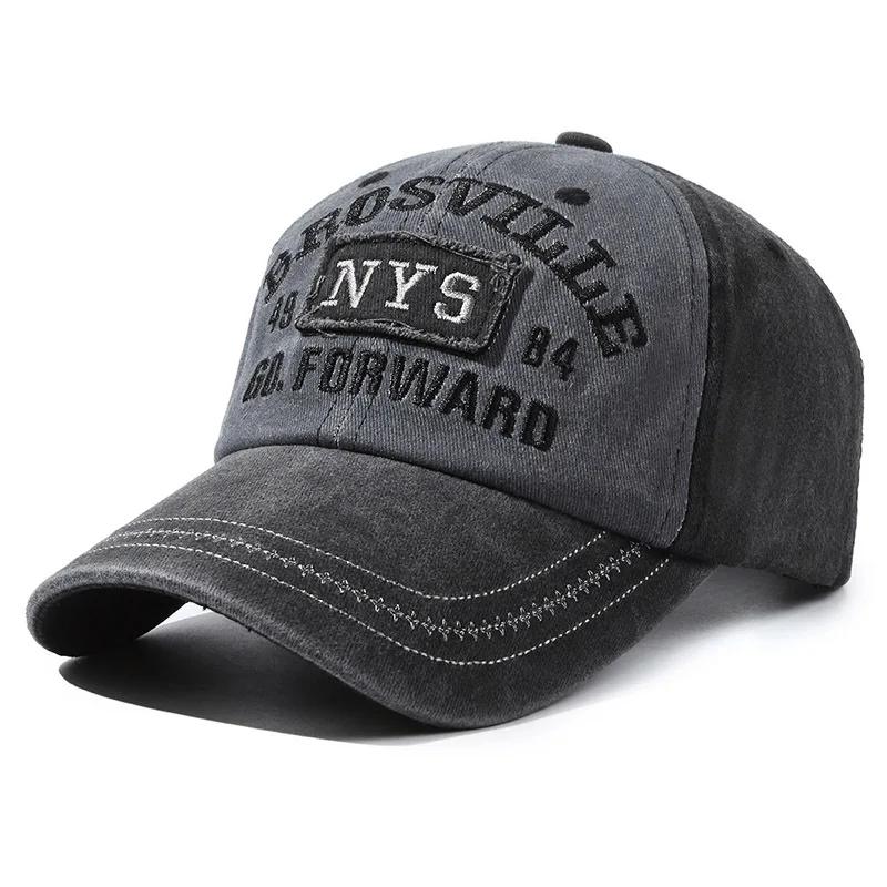Cowboy Hat Men's Hat Washed Old Embroidery Duck Tongue Outdoor Fashion Personality Baseball Sports Hat Men's Comfort Adjustable