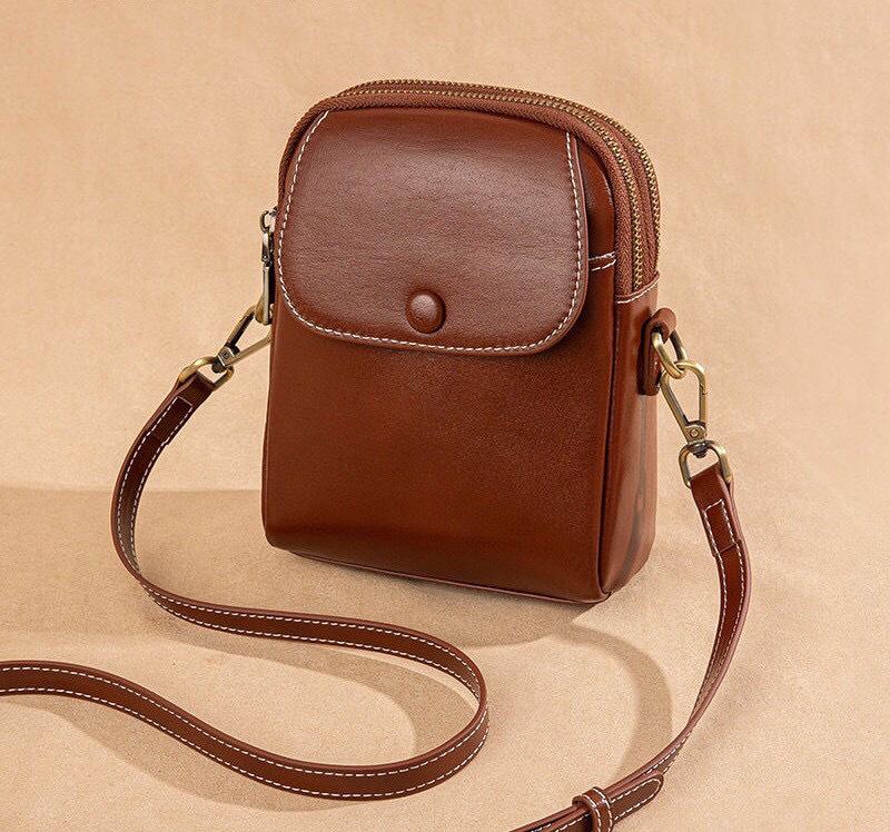 

Vegetable Tanned First Layer Cowhide Light Luxury Bag Versatile Women S Bag Hand Grab Bucket Bag Simple Mobile Phone Change Bag Soft Leather Retro коричневый