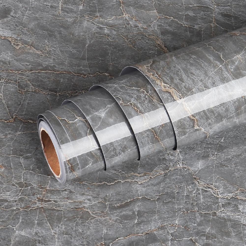 Vinyl Marble Wallpaper Modern Kitchen Oil Proof Waterproof Self Adhesive Fire Prevention Wall Sticker For Ambry Furniture Decor