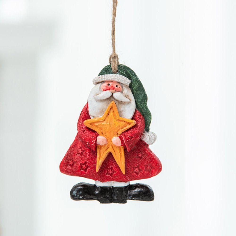 2pcs Hand-painted Santa Claus Ornament Creative Christmas Figurine Pendant  Gift