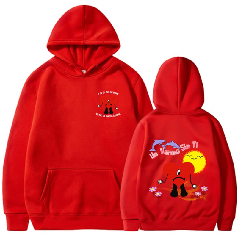 Trendy New Bad Bunny Pattern Printed Hoodie Unisex Hip Hop Street Sports Hoodie High Quality Hot Selling Top 2023