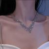 Luxurious European-American Crystal Tassel Necklace - Geometric Design, High-End Chic for Women