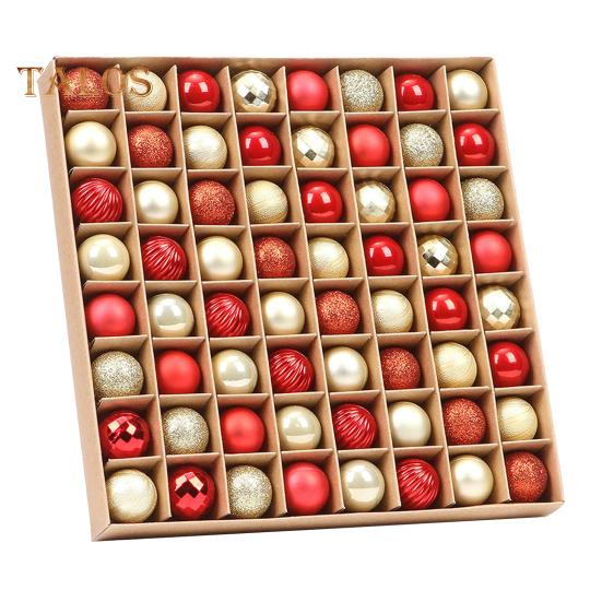 

64 шт. Рождественские шары, небьющиеся, праздничные, декоративная подвеска, сверкающие, 1,18 дюйма, мини-подвесные рождественские шары, украшения для рождественского венка на елку красный