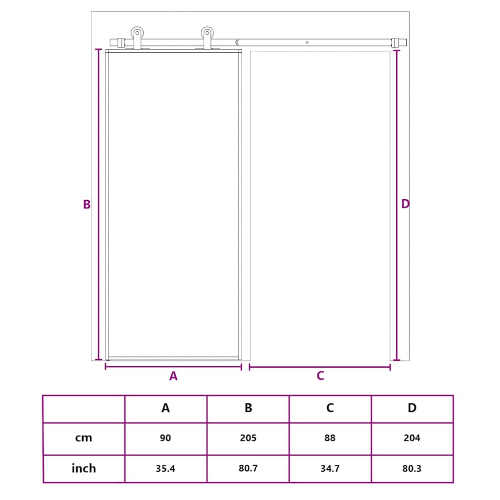 Sliding Door Golden 90x205 Cm Tempered Clear Glass and Aluminum
