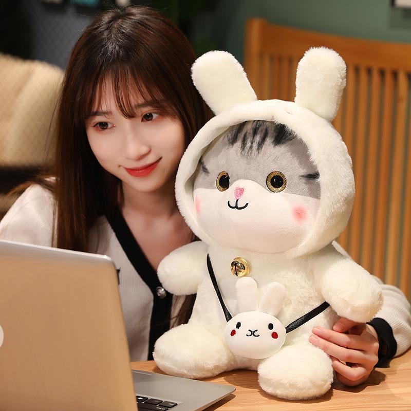 Cat Dress Up Turn Animal Rabbit Dinosaur Crossbody Bag Kitten Plush Toy Stuffed Doll Kid Gift