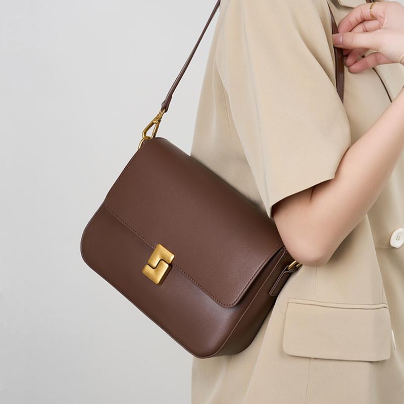 Hifashion Cowhide Genuine Leather Small Shoulder Crossbody Bags For Women 2026 Luxury Designer Box Purses Square Ladies Handbags