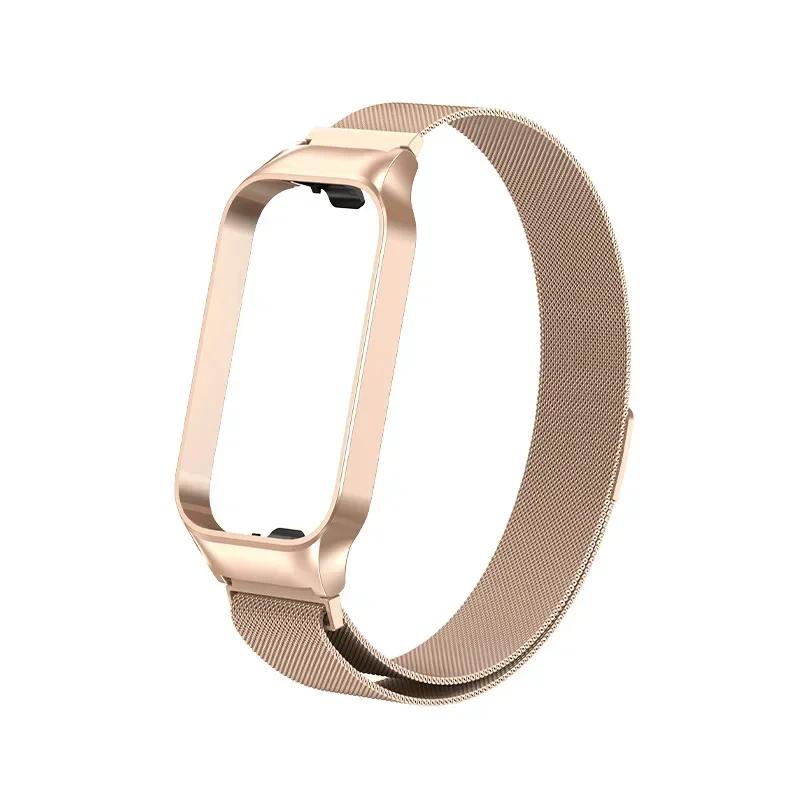 Stainless Steel Strap For Xiaomi Smart Band 8 Active Smart Watch Band Accessories Metal Bracelet Mi Band 8 Active Protector Case