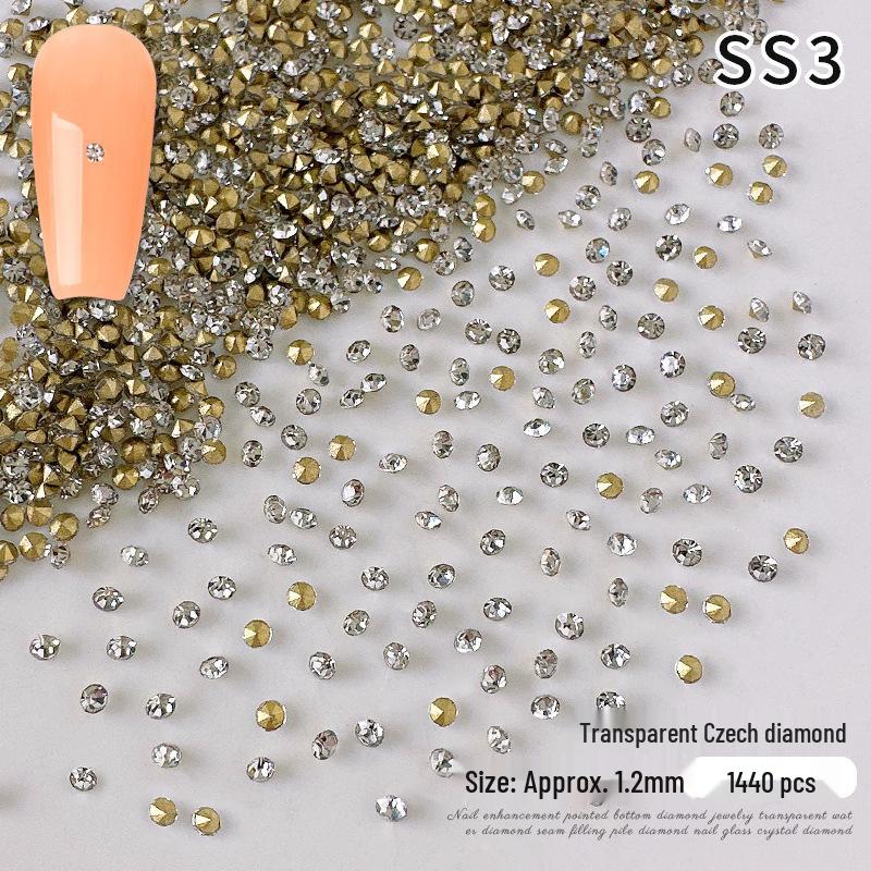 1440 White Diamond Pointed Rhinestones for Nail Art - Czech Super Flash Starry Sky Glass