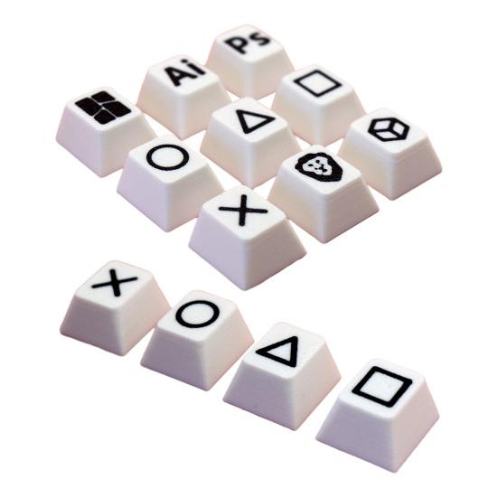 4/9Pcs 3D Printed Keycaps Game Controller Skull Round Triangle Square Symbols Universal Mechanical Keyboards Keycaps Replacement Computer Accessories