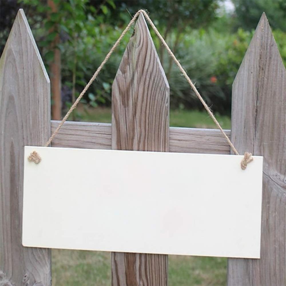 6Pcs 3.94x7.87 Inch Unfinished Wood Sign Wood with Rope Vintage DIY Craft Project Wood Sign  Door