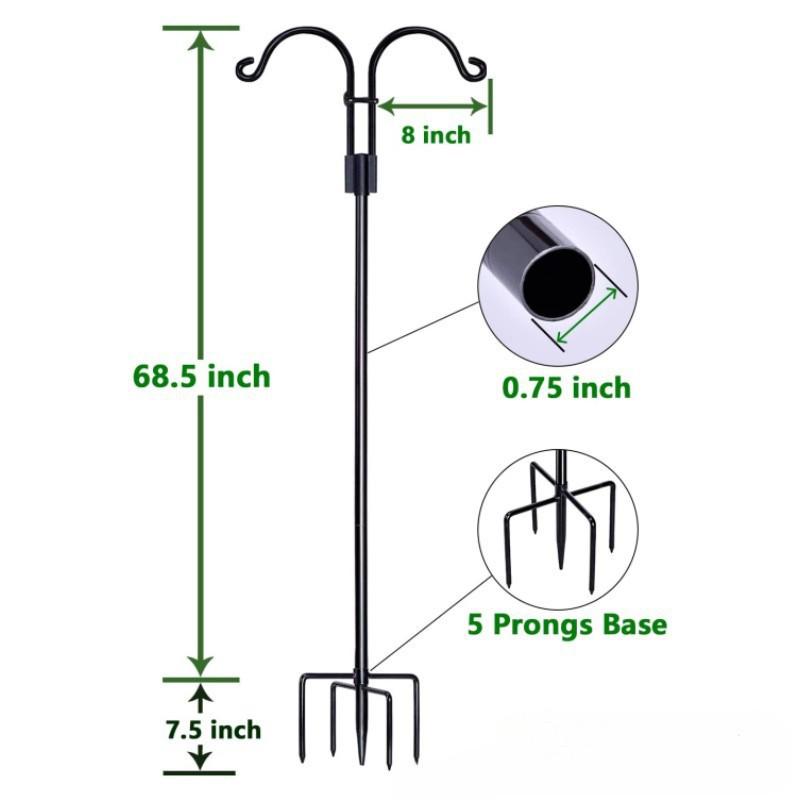 Rust-Proof Iron Shepherd Hook Double Garden Bracket