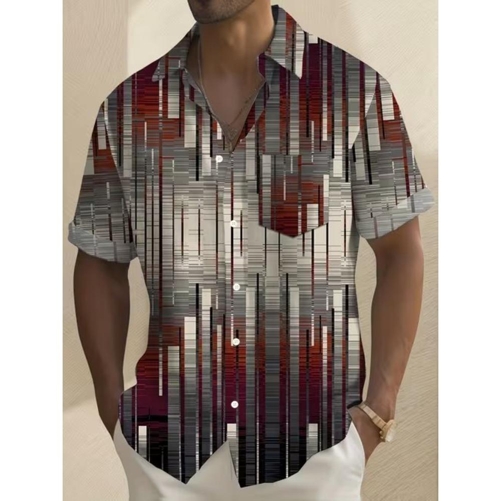 Herren Retro Muster 3D Druck Hemd Button-Up Hemd Freizeithemd Sommerhemd Kurzarm Tägliche Urlaubsbekleidung