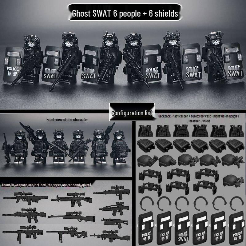 Delta Military Special Forces Police Figure Building Blocks - Ghost Soldier Assembly Toy for Kids
