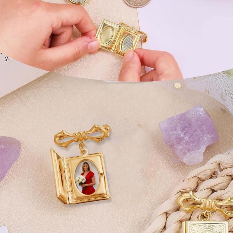 Vintage Alloy Photo Frame Charm Brooch Decorative Accessory For Clothing Bags Hats