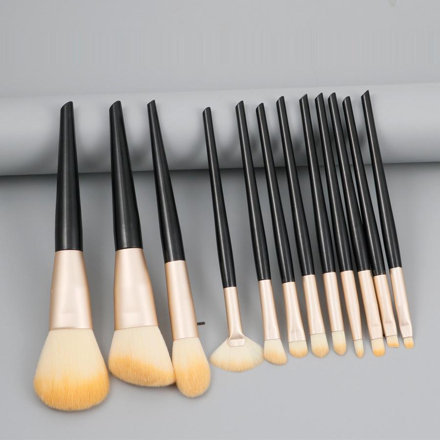 Foundationpinsel Puderpinsel Lidschattenpinsel 12 schwarzes zylindrisches Make-up-Pinselset Lidschattenpinsel Make-up-Werkzeuge