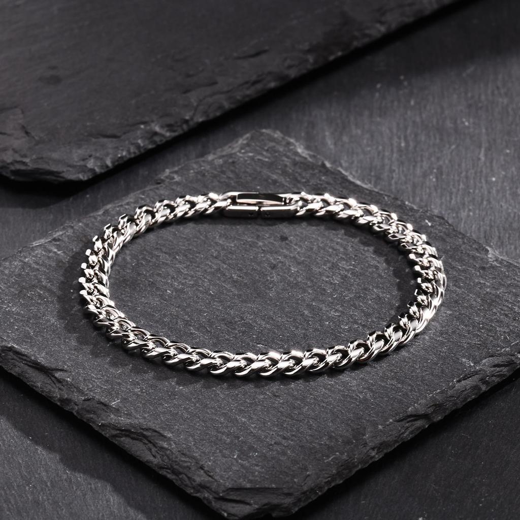 Stainless Steel Golden Silver Color Cuban Chain Bracelet Fashion Hip Hop Bracelet  Women's Jewelry Party Gift 18/20/21/22/23CM