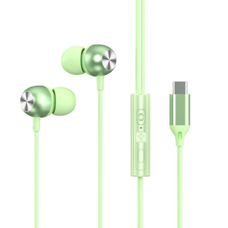 New Type-C Metal In-Ear Earphones with Microphone and Wired Control - Heavy Bass Quality.
