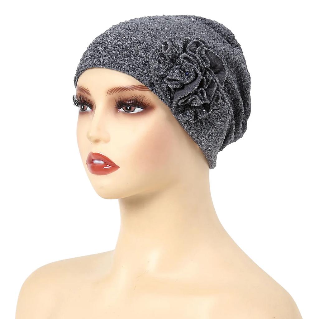 2025 New Muslim Fashion Flowers Turban Cap Women Hijab Islamic Chemo Cap Head Scarf Ladies Head Wrap Cover Hijab Scarf