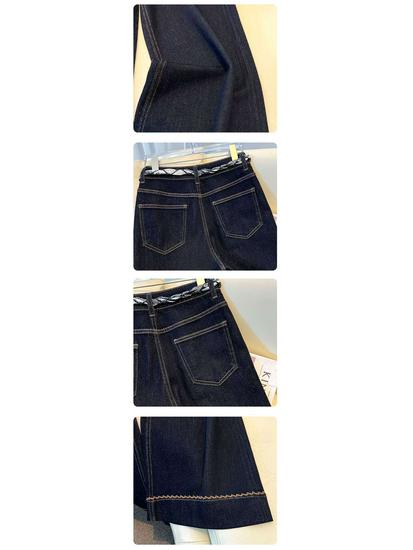 Women's Dark Blue High-Waisted Wide-Leg Micro-Flare Jeans – 2025 Autumn/Winter Collection, Slimming and Loose Fit, Casual Straight-Leg Pants.