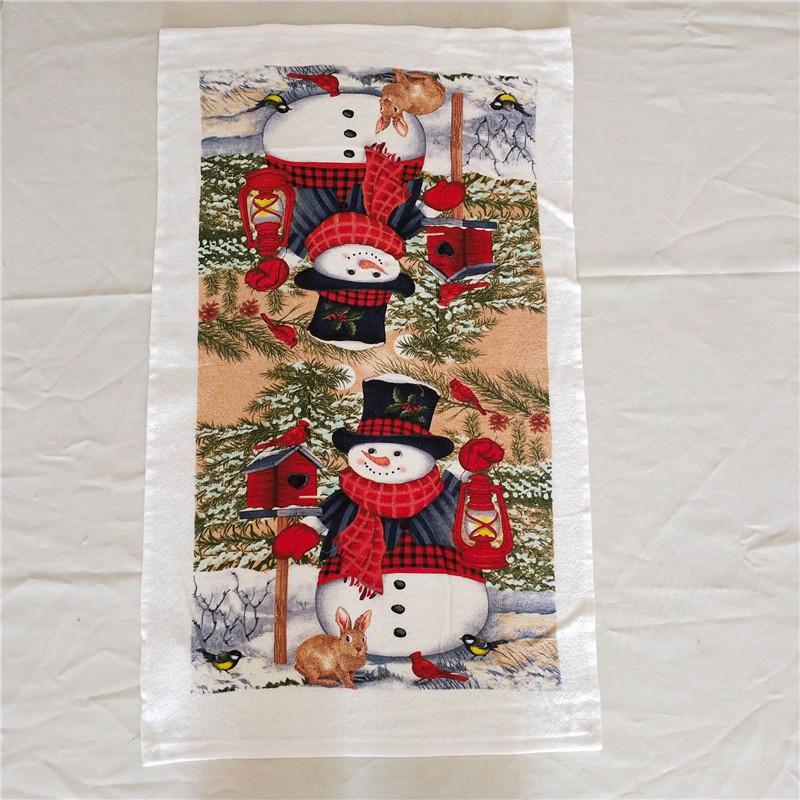 1Pc Christmas Series Printed Cotton Tea Towel Kitchen Dishcloth Cleaning Tool Xmas Party Decor Gift