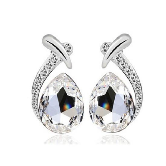 Austrian Crystal Jewelry Sets With Elegant Peacocks Drop Earrings And Necklace Featuring White Alloy Materials