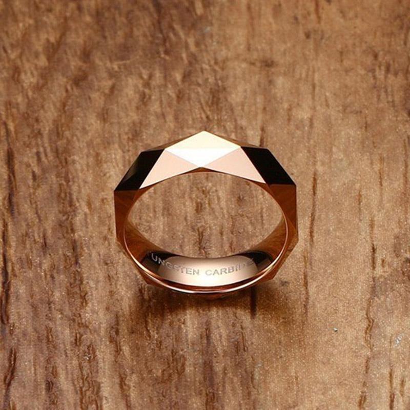 Anti-scratch Men's Rhombic Cut Tungsten Carbide Promise Wedding Bands Ring Gold Color Party Statement Fashion Women Jewelry