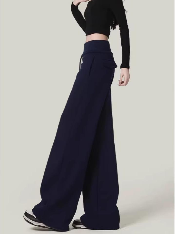 American Gray Wide-leg Casual Pants Women's Spring New High-waisted Loose-hanging Touching Pants