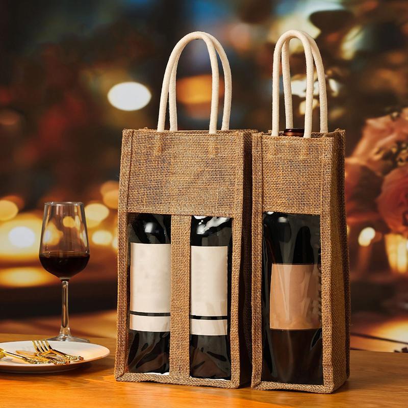 Rotwein Handtasche Wein Geschenkbox Mit Fenster Und Griff Einzel-/ Doppel-Flasche Champagner Verpackungsbeutel Hochzeitsgeschenke Für Gäste
