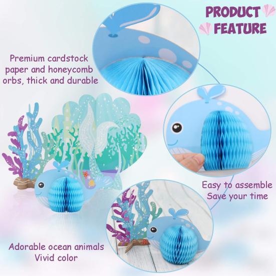 Ocean Sea Animal Honeycomb Centerpiece Under The Sea Party Decorations Fish Crab Turtle Seahorse Ocean Theme Birthday Party Supplies